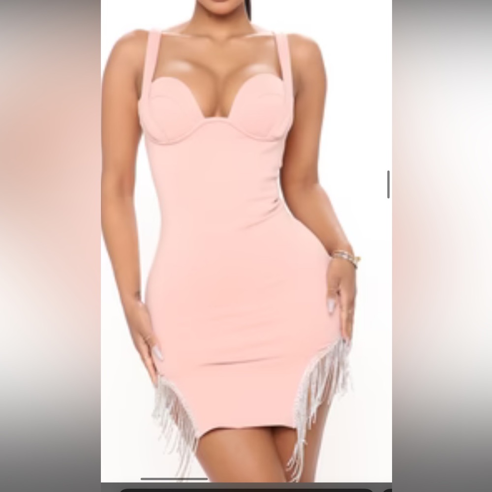 Mauve mini dress with rhinestones